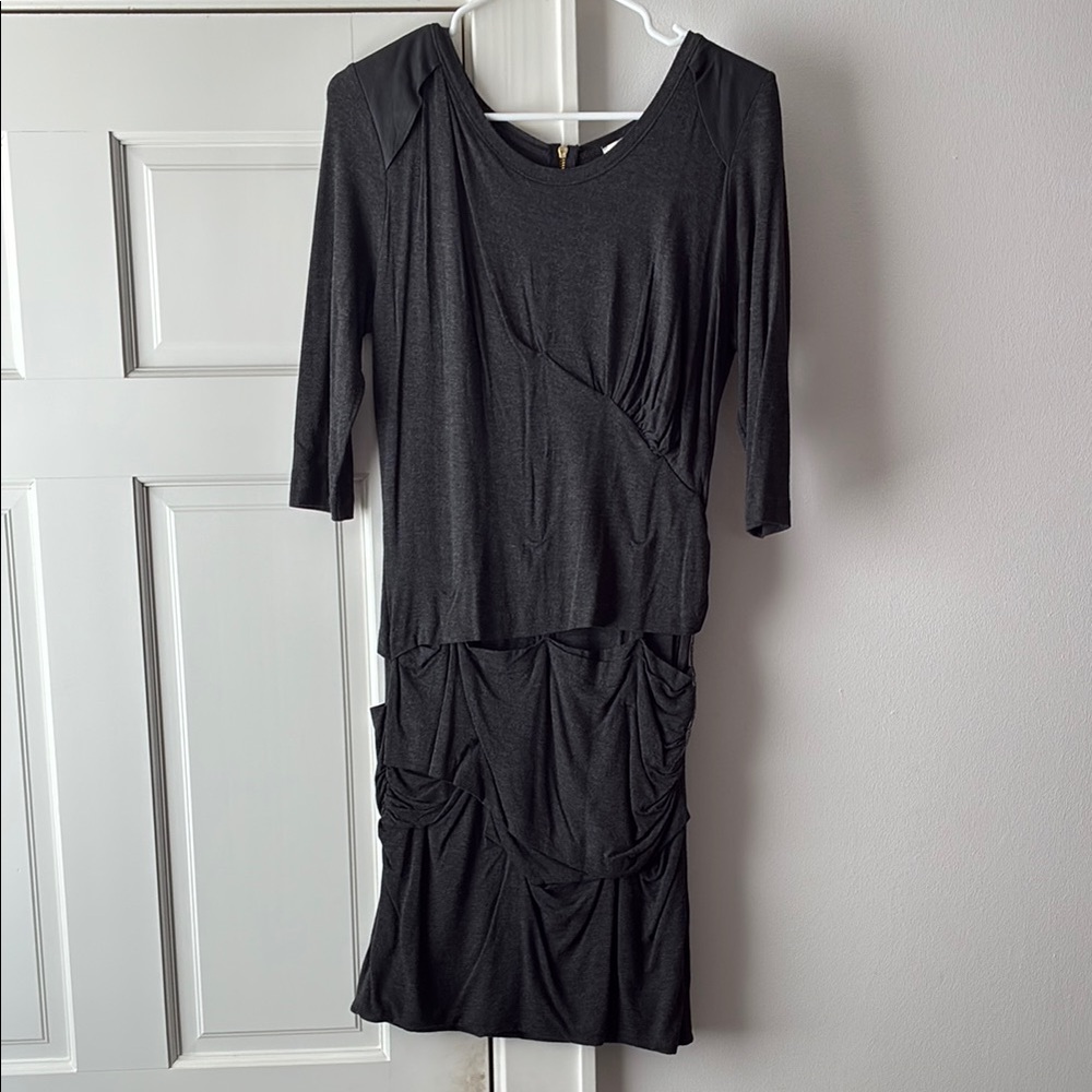 Sandro Black Draped Midi Dress
